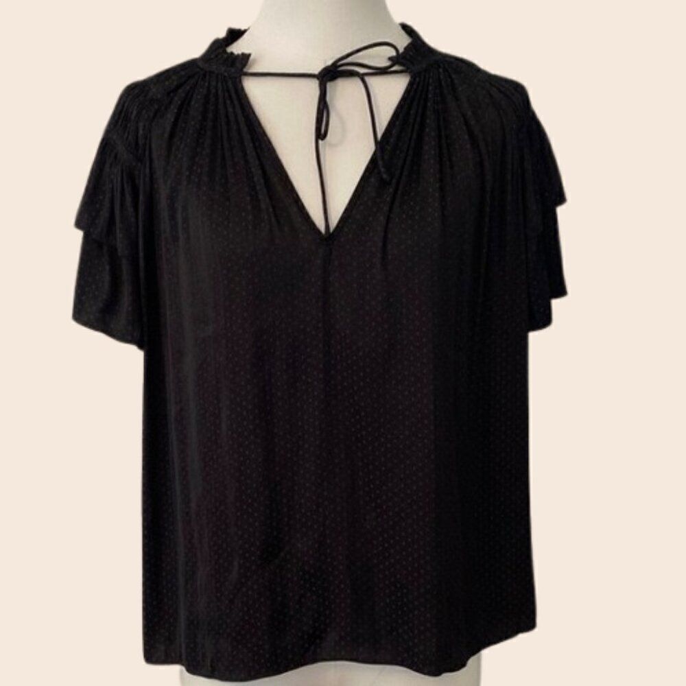 Caballero Black Short Sleeve Flowy Top Size Small